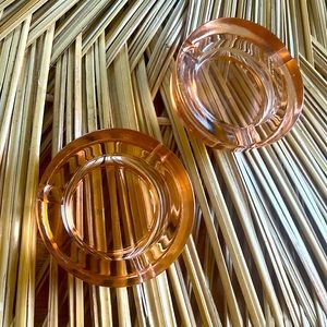 Vintage Pink Glass Ashtrays 4” Set of 2